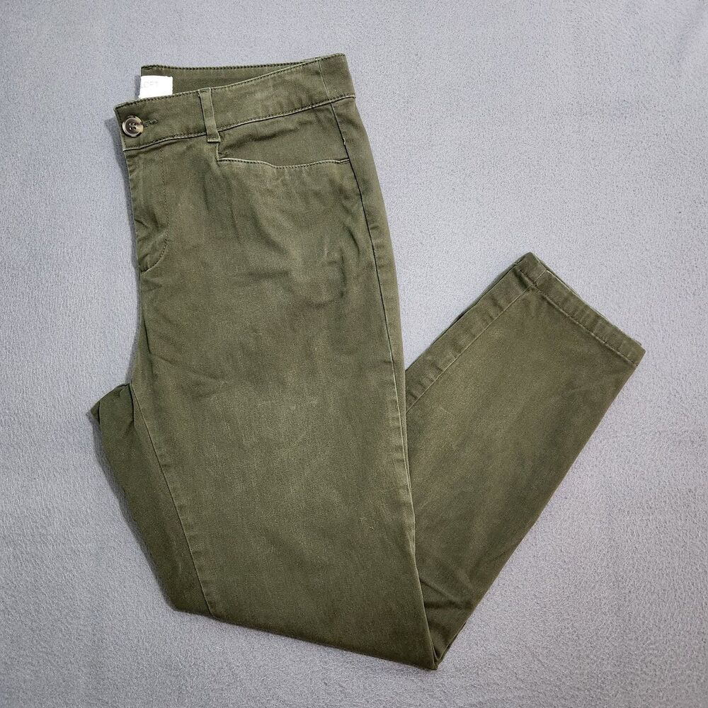 LOFT Outlet Pants Women 10 Green Mid Rise Curvy Skinny Ankle